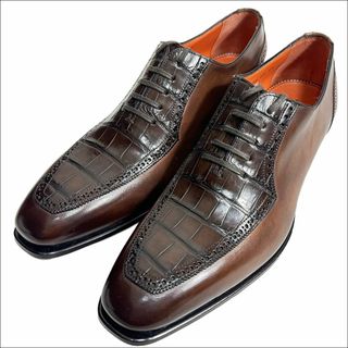 サントーニ(Santoni)のJ5087新品サントーニ クロコダイル切替ウイングチップレザーシューズ 7.5(ドレス/ビジネス)