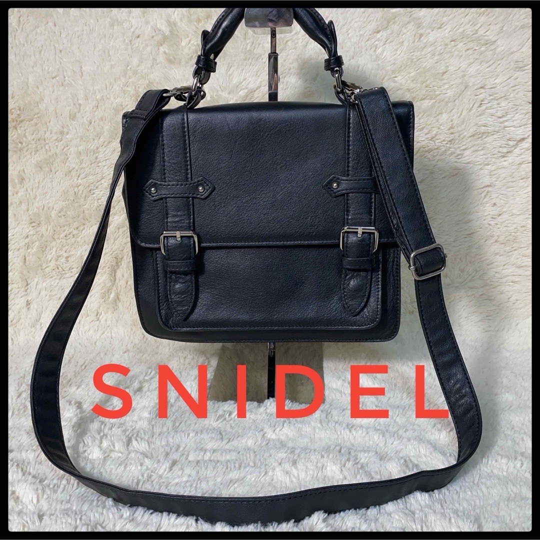 SNIDEL(スナイデル)のスナイデル　snidel  ショルダー　ハンドバッグ　2way  ブラックレザー レディースのバッグ(ショルダーバッグ)の商品写真