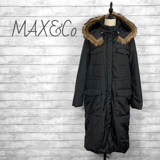 マックスアンドコー(Max & Co.)のマックスアンドコー ファー付きダウンコート ブラック レディース 42サイズ(ダウンジャケット)