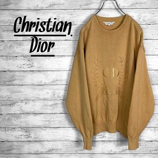 クリスチャンディオール(Christian Dior)のクリスチャンディオールスポーツ ロゴ刺繍 コットンニットセーター ベージュ(ニット/セーター)