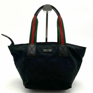 グッチ(Gucci)のグッチ トートバッグ GG スプリーム シェリーライン キャンバス ブラック(ショルダーバッグ)