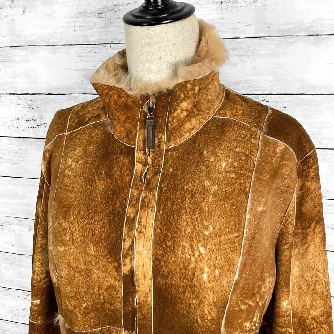 Agnona(アニオナ)のアニオナ ラビットファームートンジャケット ブラウン イタリア製 レディース レディースのジャケット/アウター(毛皮/ファーコート)の商品写真
