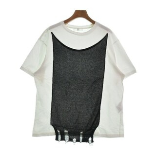 ワイズ(Y's)のY's ワイズ Tシャツ・カットソー 2(S位) 白x黒 【古着】【中古】(カットソー(半袖/袖なし))
