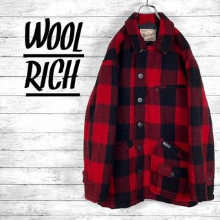 ウールリッチ(WOOLRICH)のウールリッチ 中綿入り ウールチェックコート レッド メンズ Mサイズ(チェスターコート)