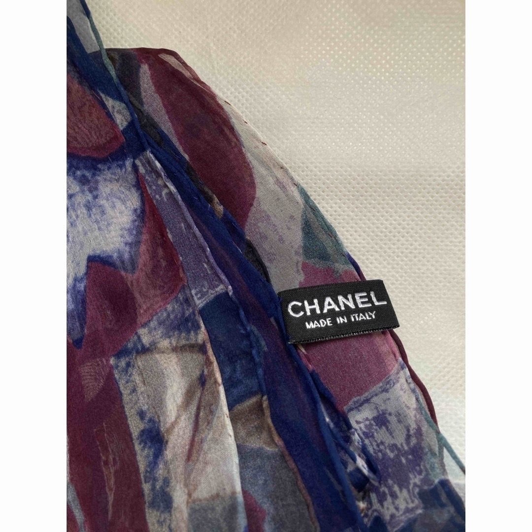 CHANEL(シャネル)のシャネル 大判 シルクシフォン  ショール ストール スカーフ レディースのファッション小物(バンダナ/スカーフ)の商品写真