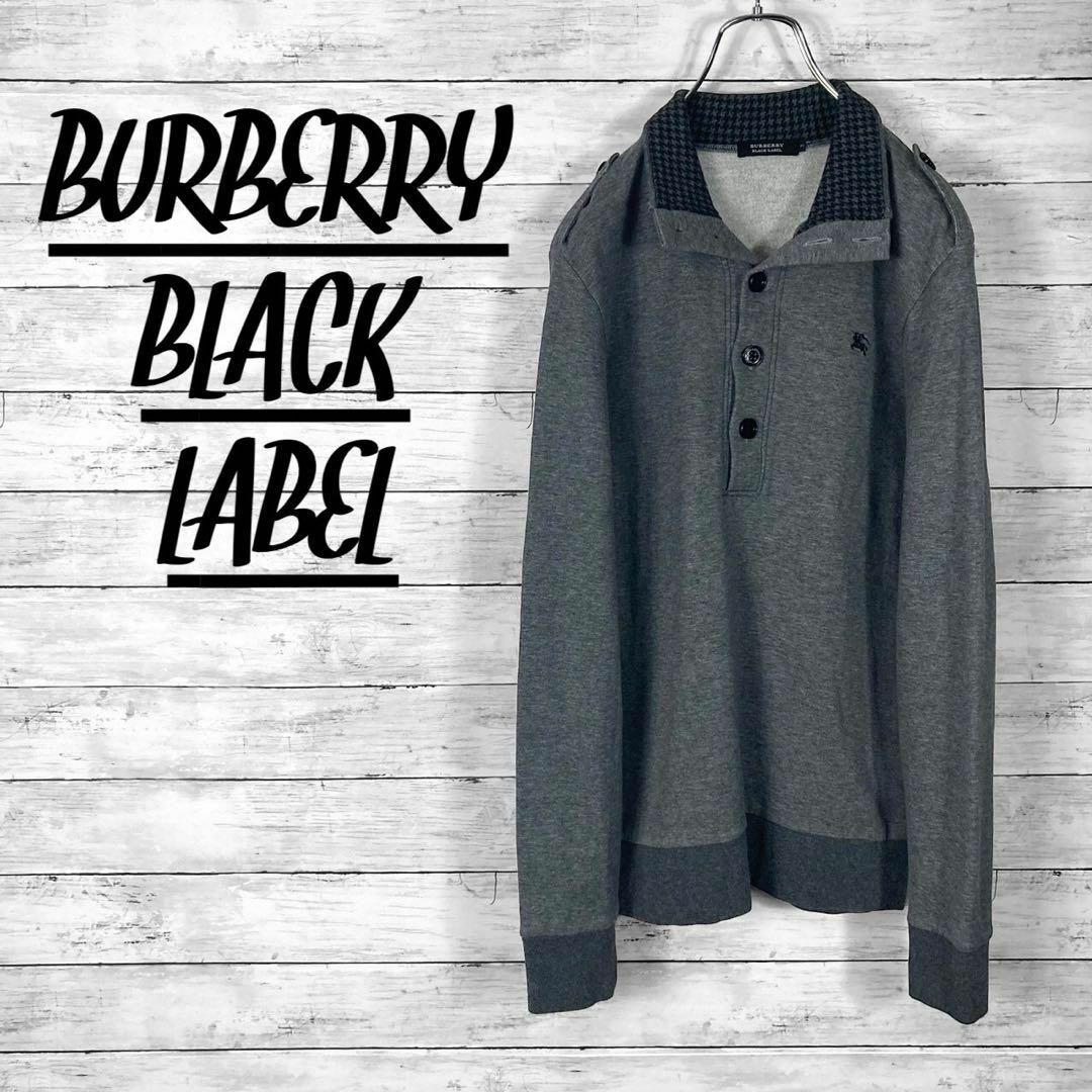 BURBERRY BLACK LABEL(バーバリーブラックレーベル)のバーバリーブラックレーベル ハーフボタンスウェット ワンポイント　 2サイズ メンズのトップス(スウェット)の商品写真