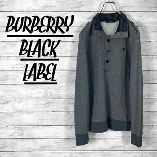 バーバリーブラックレーベル(BURBERRY BLACK LABEL)のバーバリーブラックレーベル ハーフボタンスウェット ワンポイント　 2サイズ(スウェット)