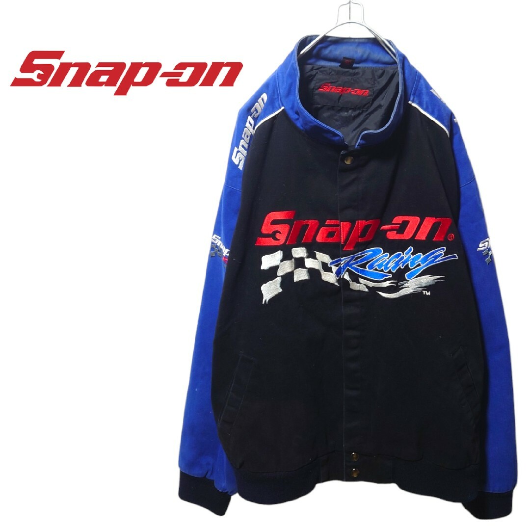 ブラックブルー○状態【Snap-on Racing】ロゴ刺繍 レーシングジャケット S-208