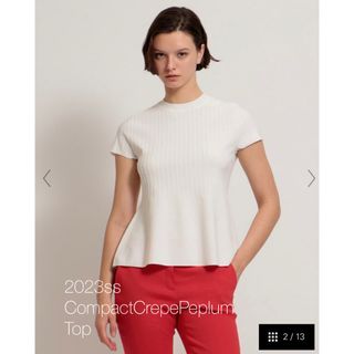 セオリー(theory)の2023ss Compact Crepe Peplum Top トップス S(カットソー(半袖/袖なし))