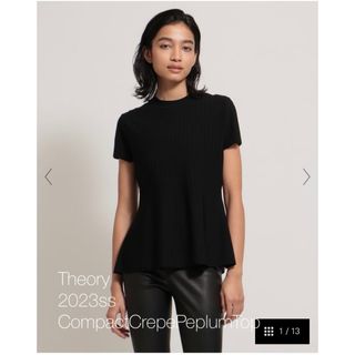 セオリー(theory)の2023ss Compact Crepe Peplum Top トップス S(カットソー(半袖/袖なし))