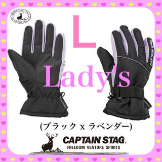 CAPTAIN STAG - 【新品・未使用・激安 】ブラックxラベンダーLレディース手袋キャプテンスタッグ