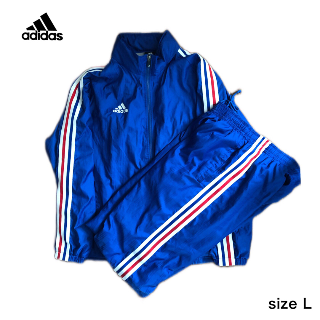 adidas アディダス ナイロンセットアップ ジャージ上下 トリコロール L | フリマアプリ ラクマ