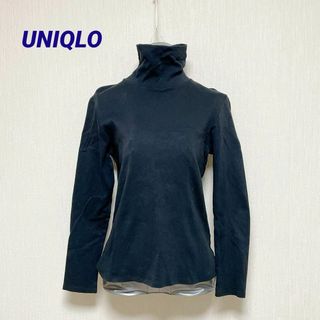 ユニクロ(UNIQLO)のUNIQLO ハイネック 長袖シャツ コットン 黒 Sサイズ(カットソー(長袖/七分))