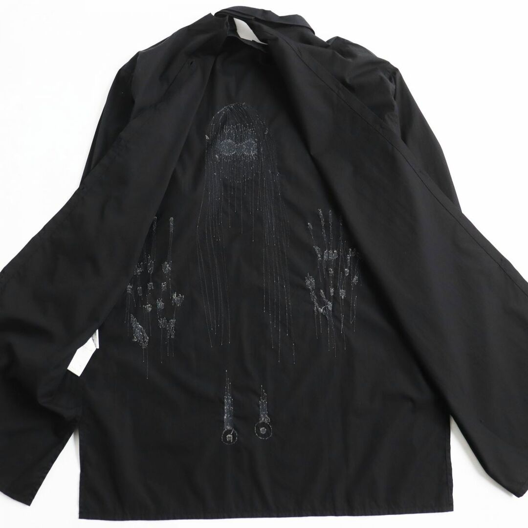 未使用品●Yohji Yamamoto POUR HOMME ヨウジヤマモト プールオム HN-B78-049 長袖 刺繍ロングシャツ ブラック 2  日本製 正規品 メンズ
