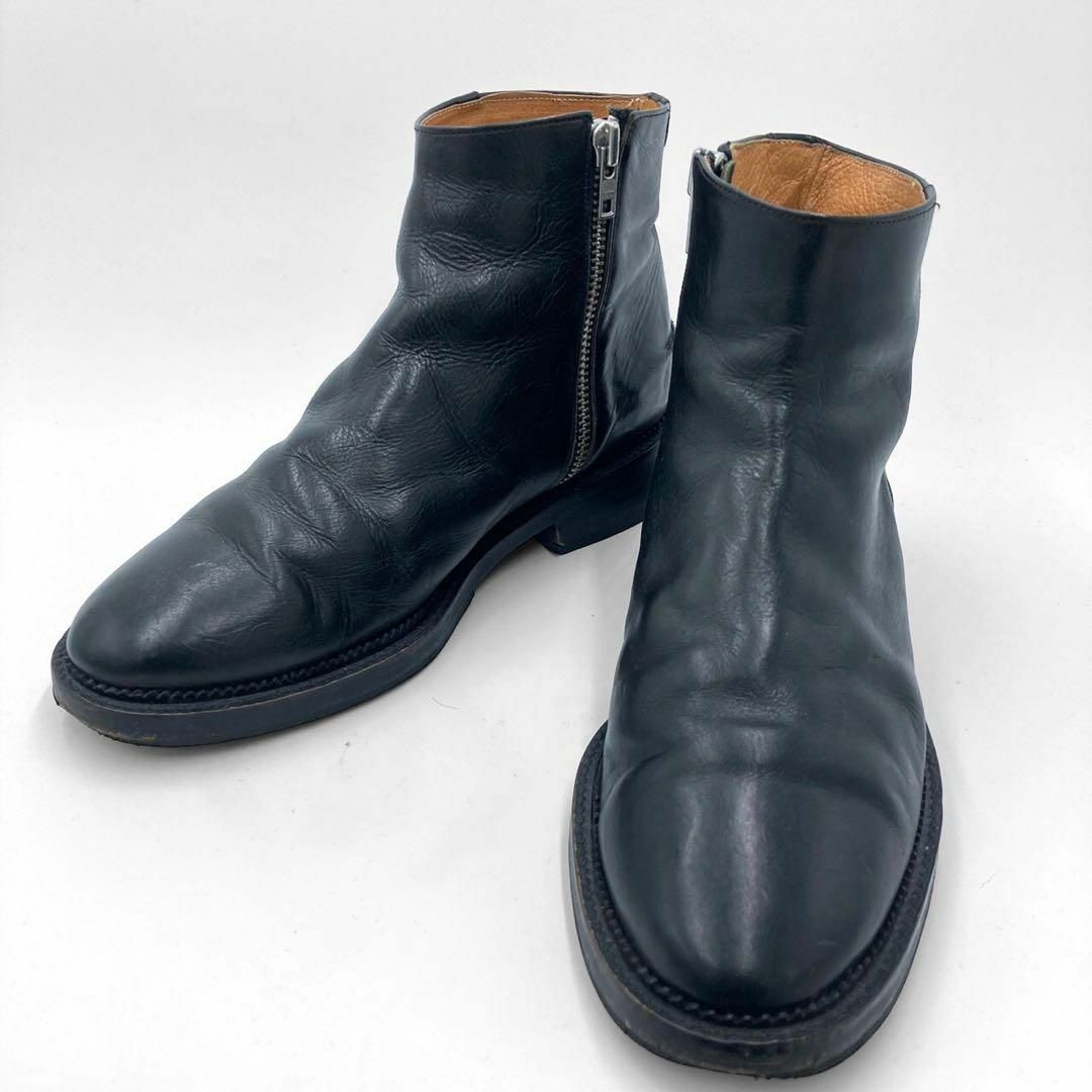 メゾンエウレカ サイドジップブーツ レザーブーツ ブラック メンズ 42サイズ靴/シューズ