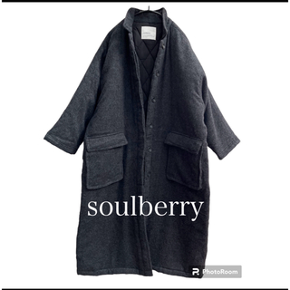 ソルベリー(Solberry)の極美品☆ soulberry ソウルベリー　ウールコート　チャコールグレー　M(ロングコート)