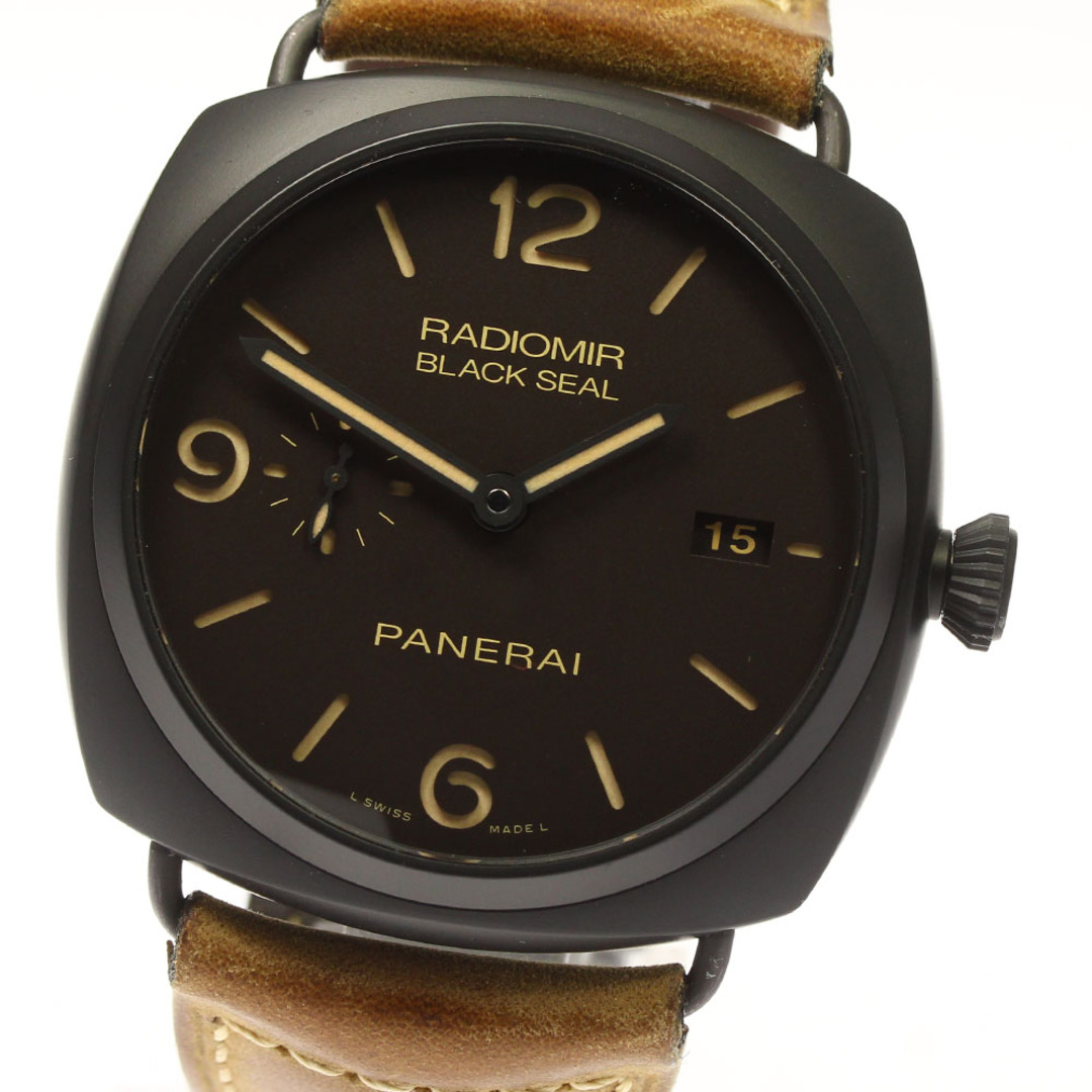 26mm振動数パネライ PANERAI PAM00505 ラジオミール コンポジット ブラックシール3デイズ 手巻き メンズ 良品 内箱・保証書付 メーカーOH済み_767106