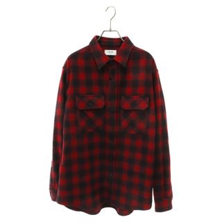 セリーヌ(celine)のCELINE セリーヌ 22AW Loose Lumberjack Shirt in Checked Wool チェックウールルーズランバージャックシャツ オーバーサイズ長袖シャツ レッド 2C574017F.27RB(シャツ)