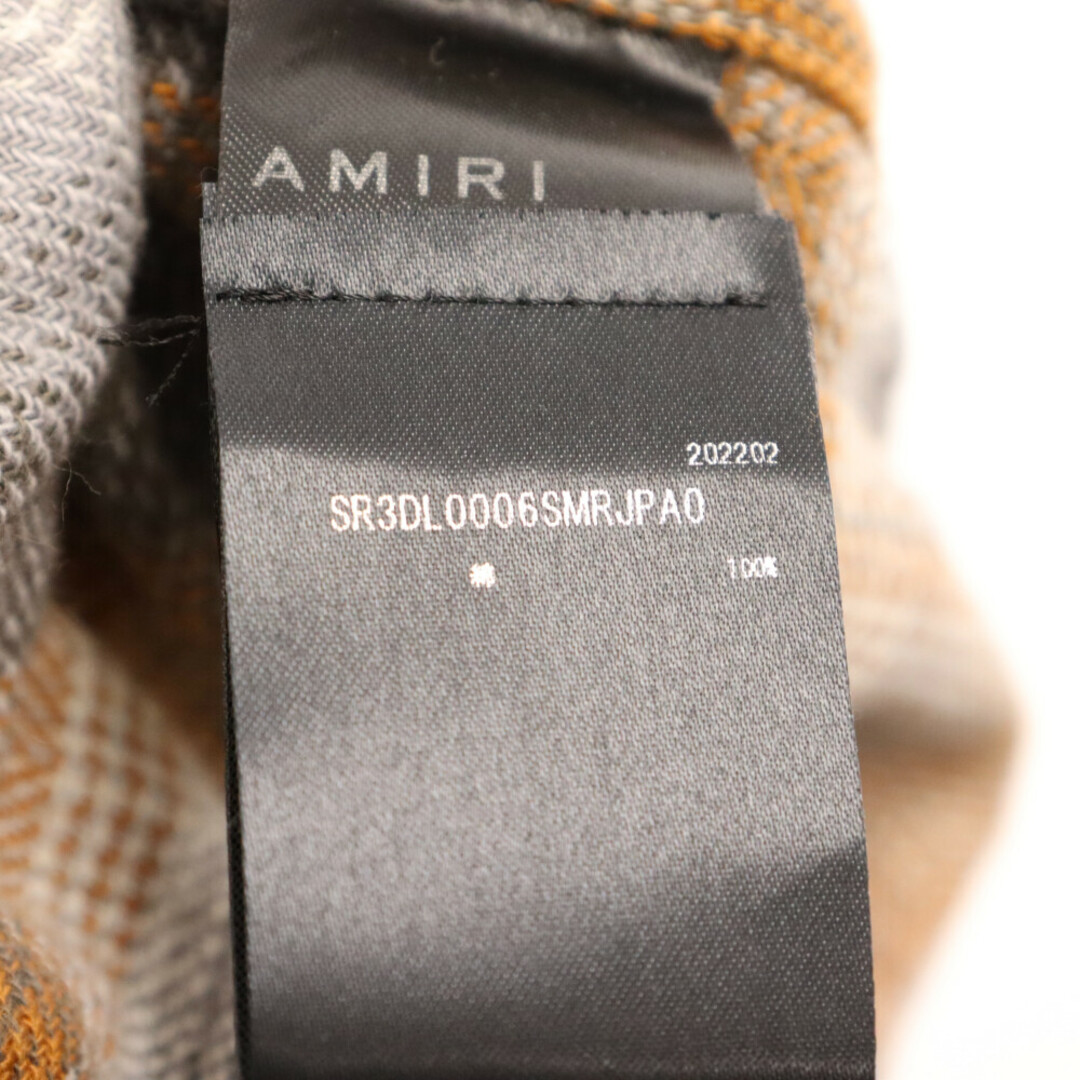 AMIRI アミリ バックロゴカットオフチェックプライド長袖シャツ ブラウン SR3DL0006720センチ身幅
