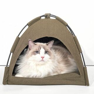 【色: グリーン】Furrytail ペット用テント猫犬用テントハウス猫小屋犬小(猫)