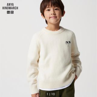 ユニクロ(UNIQLO)のユニクロ×アニヤハインドマーチ プレミアムラムクルーネックセーター 160(ニット)