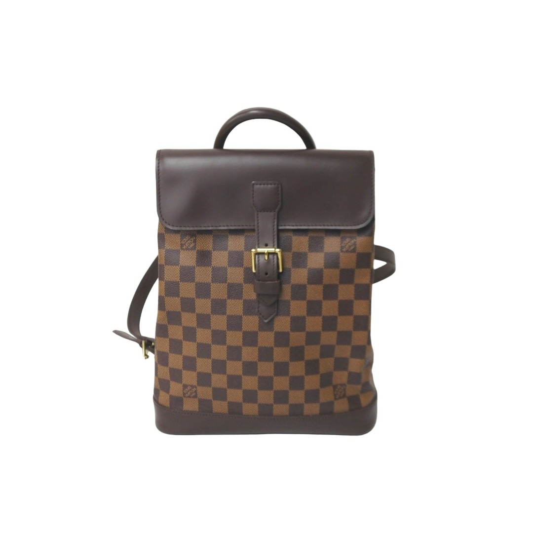 バッグ極美品 LOUIS VUITTON ルイヴィトン リュック デイパック N51132 ダミエ ソーホー ブラウン ゴールド金具  58442