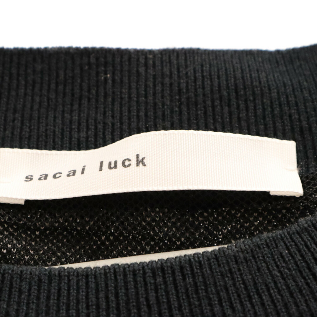 sacai luck(サカイラック)のsacai luck サカイ ラック 15SS ストライプ 裾ペプラム切り替え 半袖ワンピース ブラック 15SSLU883 レディース レディースのワンピース(ミニワンピース)の商品写真