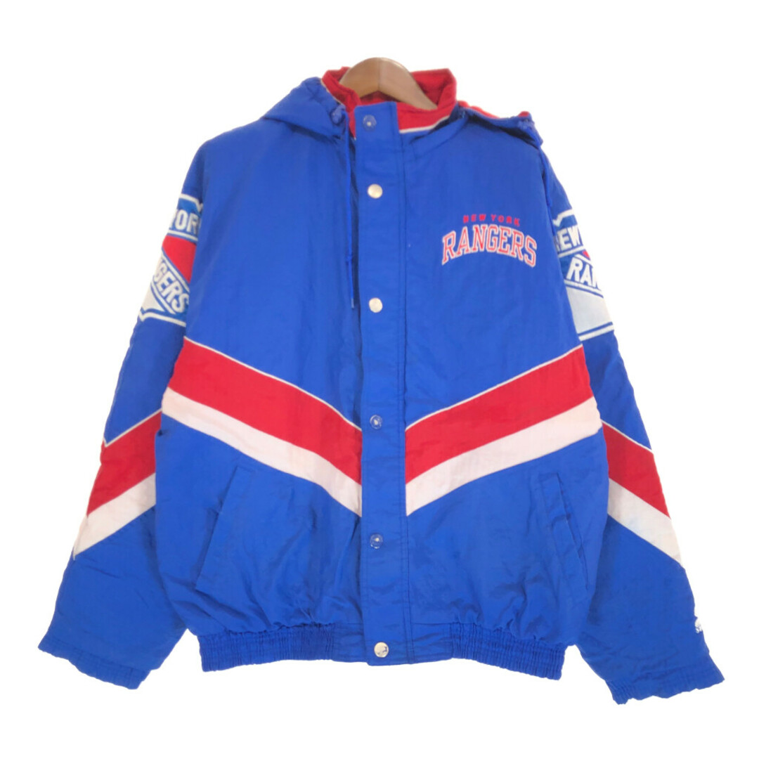 SALE///// 90年代 STARTER スターター NHL ニューヨーク・レンジャーズ スタジアムジャケット プロチーム ブルー (メンズ XL)  P3666主な素材表地ナイロン