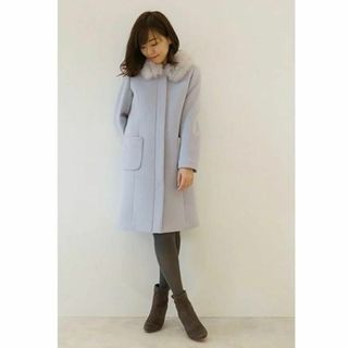 プロポーションボディドレッシング(PROPORTION BODY DRESSING)のプロポーションボディドレッシング フォックスファー　ウールコート ライトブルー(ロングコート)