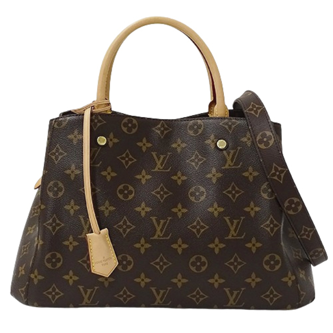 ―サイズルイ ヴィトン LOUIS VUITTON バッグ モノグラム レディース ブランド ハンドバッグ ショルダーバッグ 2way モンテーニュ MM M41056 ブラウン コンパクト 肩掛け おしゃれ