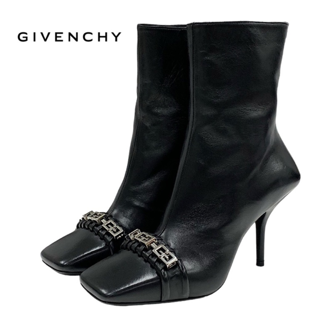 9cmジバンシィ GIVENCHY ブーツ ショートブーツ 靴 シューズ ロゴ金具 レザー ブラック 黒 シルバー
