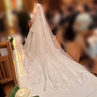 ウェディング ロング ベール 3m ベールアップ 結婚式 前撮り(ヘッドドレス/ドレス)