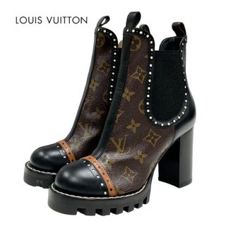 ルイヴィトン(LOUIS VUITTON)のルイヴィトン LOUIS VUITTON ロカビリーライン モノグラム ショートブーツ アンクルブーツ サイドゴア パンチング レザー ブラウン(ブーツ)