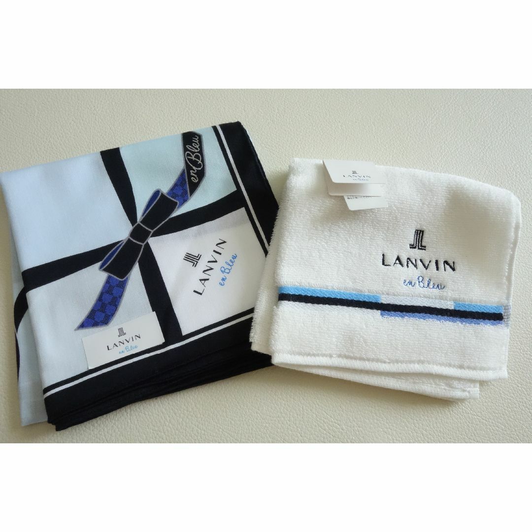 LANVIN en Bleu(ランバンオンブルー)の新品 ランバンオンブルー レディース タオルハンカチ & 大判ハンカチセット レディースのファッション小物(ハンカチ)の商品写真