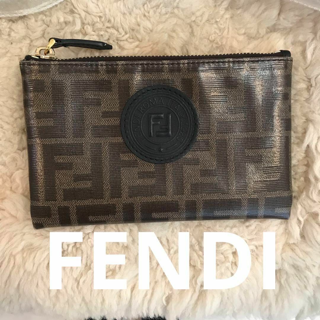 ☆美品☆FENDI　フェンディ　スモール　フラット　ポーチ　ズッカ　FFナイロンキャンバス型番