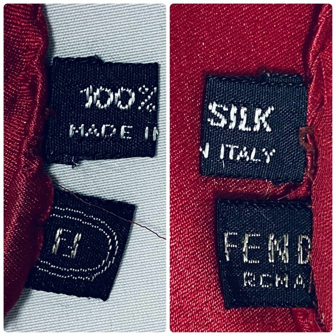 割引卸売り ☆FENDI☆ スカーフ 大判 メダル ロゴ シルク レッド 