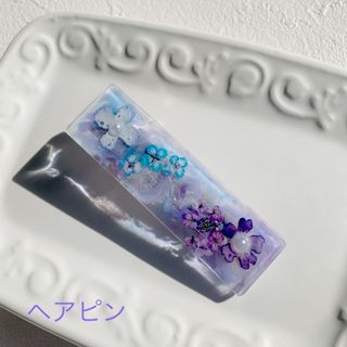 R107 ヘアピン　ハンドメイド　ドライフラワー　レジン(ヘアピン)