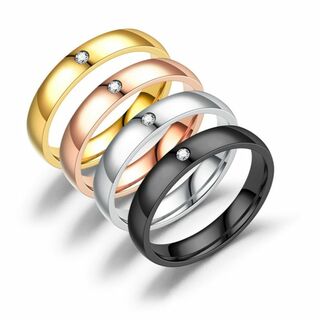 指輪 カジュアルリング ステンレス ジルコン 幅4mm(リング(指輪))