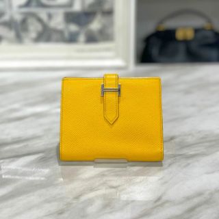 エルメス(Hermes)の美品☆　エルメス　ベアンコンパクト　エプソン　イエロー　□I刻印(財布)