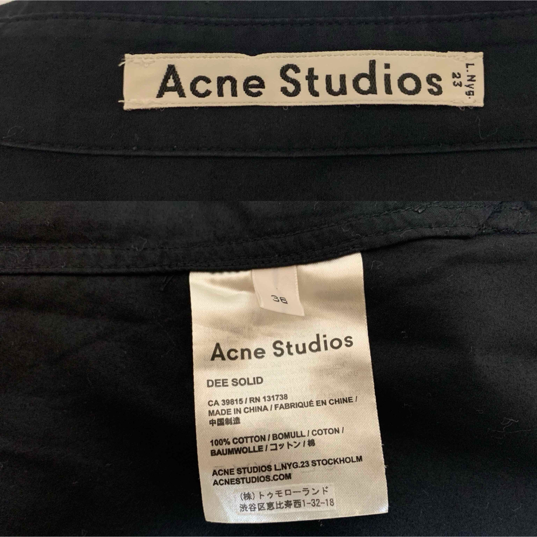 Acne Studios(アクネストゥディオズ)のAcne Studios DEE SOLID 7分袖 シャツワンピース ブラック レディースのワンピース(ひざ丈ワンピース)の商品写真