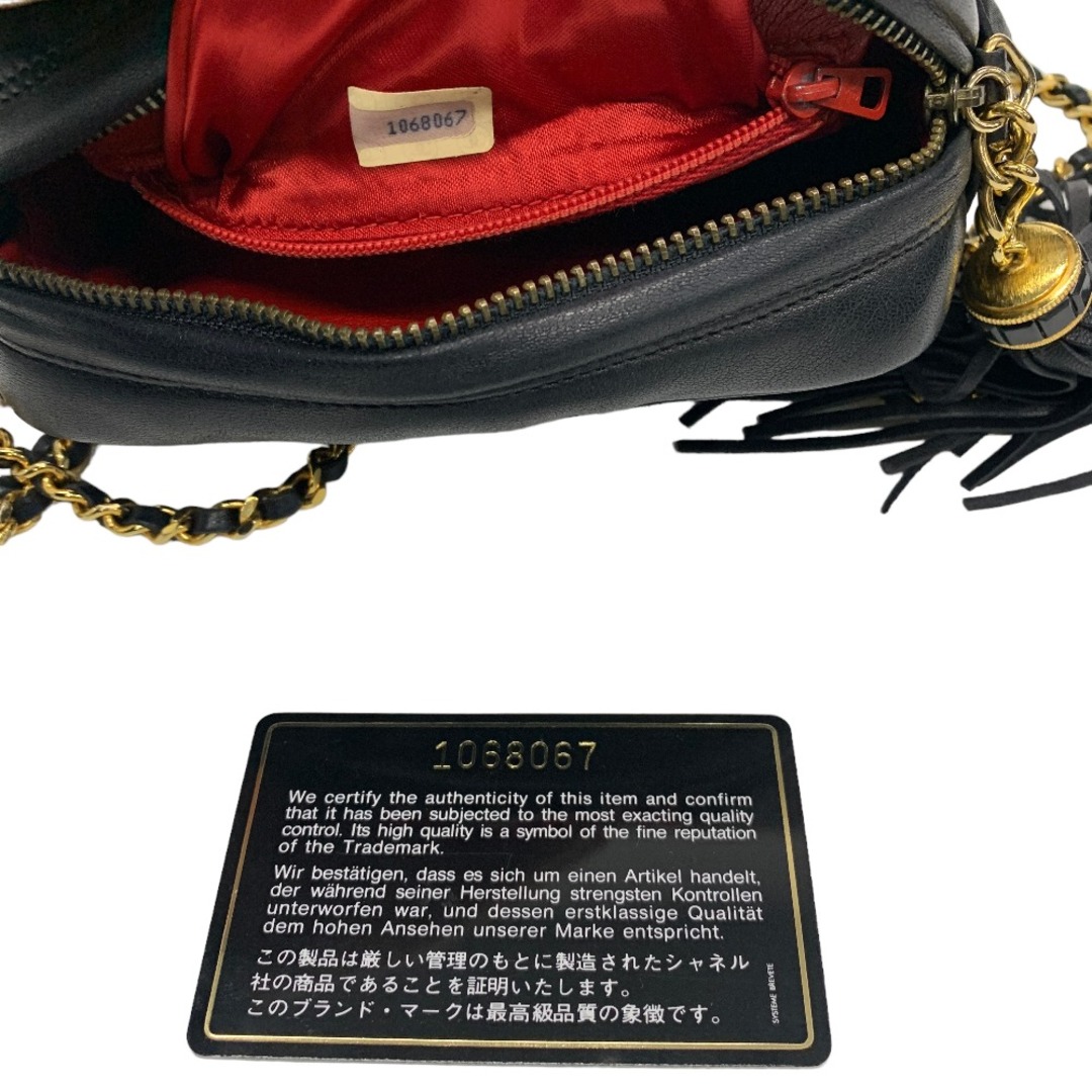 CHANEL(シャネル)の[USED/中古]CHANEL シャネル ショルダーバッグ ミニチェーンバッグ 黒 1番台 サテン×レザー ココマーク ビーズ 中古 tdc-002180-4d レディースのバッグ(ハンドバッグ)の商品写真