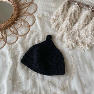 handmadeコットン編みとんがりニットボリューム(帽子)
