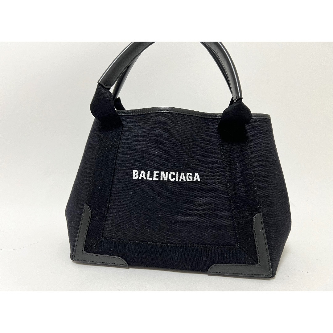 BALENCIAGA - BALENCIAGA バレンシアガ ネイビーカバス S トートバッグ ハンドバッグ キャンバス ブラック ポーチ 339933