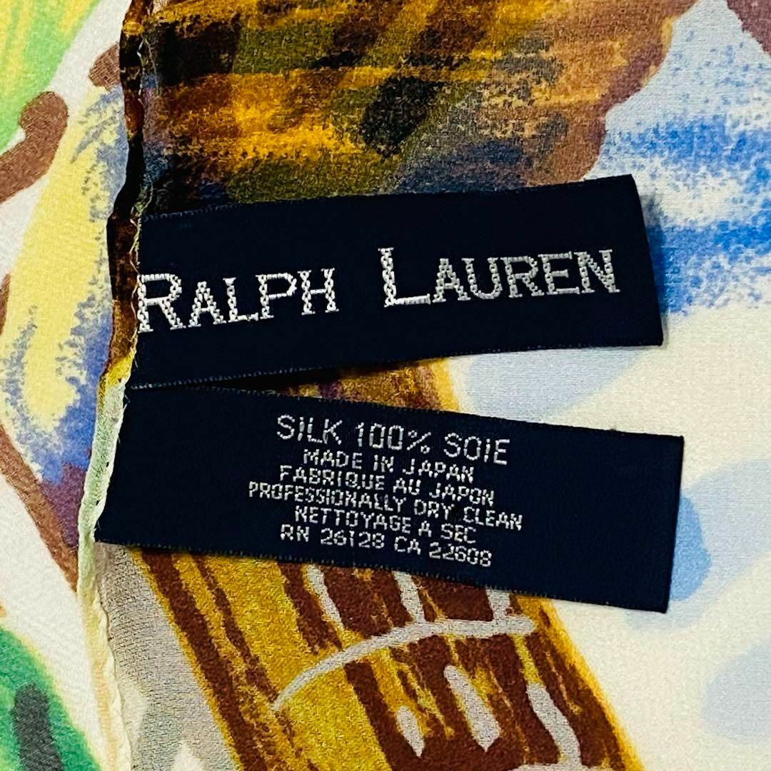 Ralph Lauren(ラルフローレン)の★Ralph Lauren★ スカーフ 風景 海 リゾート シルク ブルー レディースのファッション小物(バンダナ/スカーフ)の商品写真