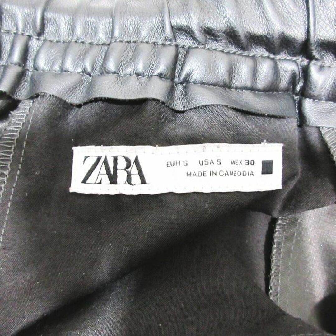 ZARA(ザラ)のザラ ZARA レザー ワイド スラックス ウエストゴム ストレート 無地 黒  メンズのパンツ(スラックス)の商品写真