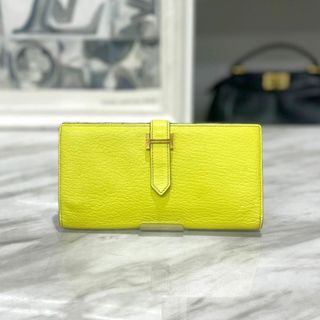 エルメス(Hermes)の美品☆　エルメス　ベアンスフレ　ライム　シェーブル　長財布　□R刻印(財布)