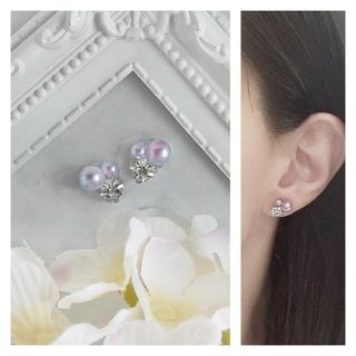 ピンクマーメイドパール♪♪プチピアス/ノンホールピアス【1】(ピアス)