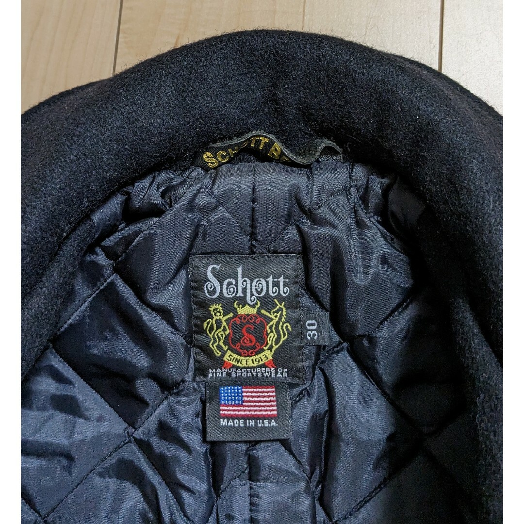 schott(ショット)の30 美品 SCHOTT ライダースコート ライダースピーコート 769 黒 メンズのジャケット/アウター(ピーコート)の商品写真