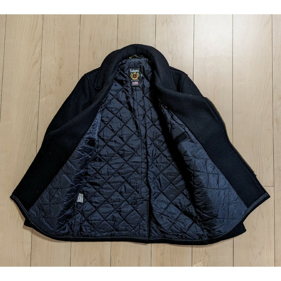 schott(ショット)の30 美品 SCHOTT ライダースコート ライダースピーコート 769 黒 メンズのジャケット/アウター(ピーコート)の商品写真