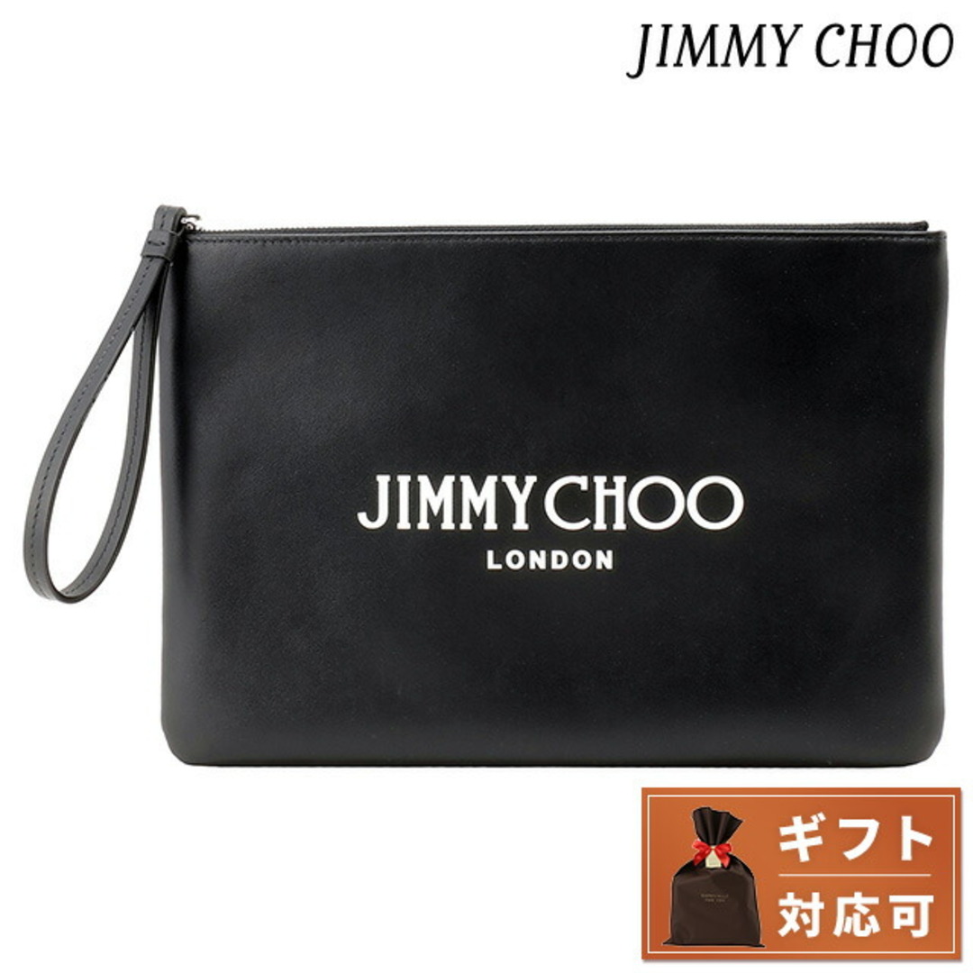 素材スムースカーフレザー【新品】ジミーチュウ JIMMY CHOO バッグ レディース ZIP POUCH ANR BLACK WHITE SILVER